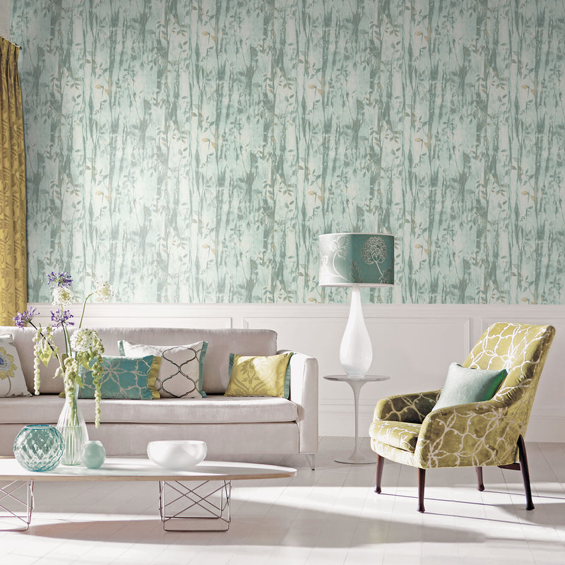 media image for Batik Leaves Aqua Wallpaper from the Atmosphere Collection by Galerie Wallcoverings 217