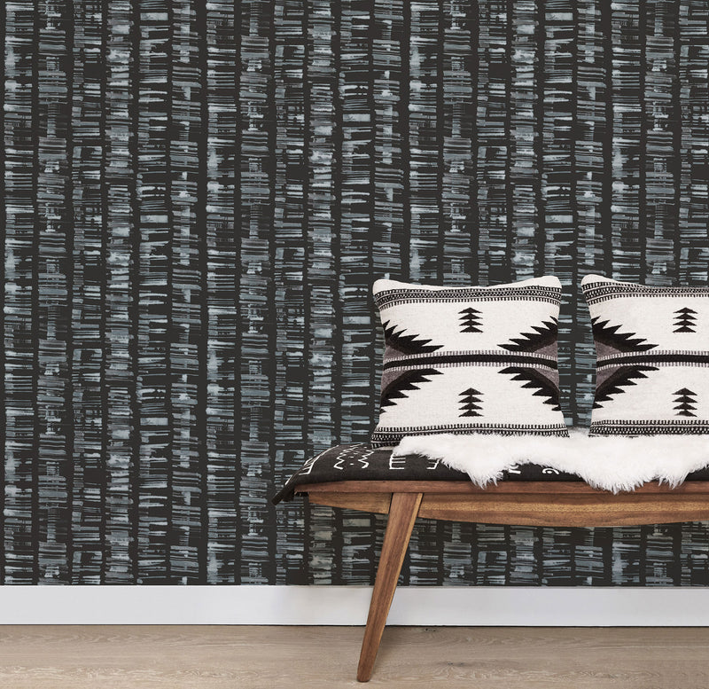 media image for Aztec Wallpaper in Black, Teal from the Bazaar Collection by Galerie Wallcoverings 226