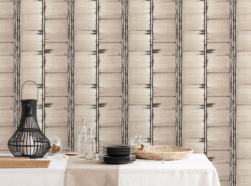media image for Bark Stripe Wallpaper in Taupe, Black from the Bazaar Collection by Galerie Wallcoverings 253
