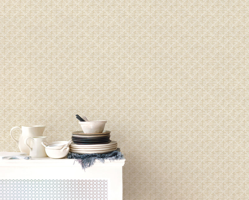 media image for Block Print Wallpaper in Light Ochre from the Bazaar Collection by Galerie Wallcoverings 216