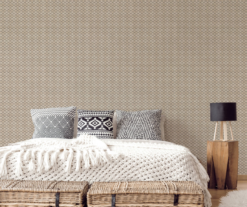 media image for Boho Beehive Wallpaper in Tan, Black from the Bazaar Collection by Galerie Wallcoverings 276