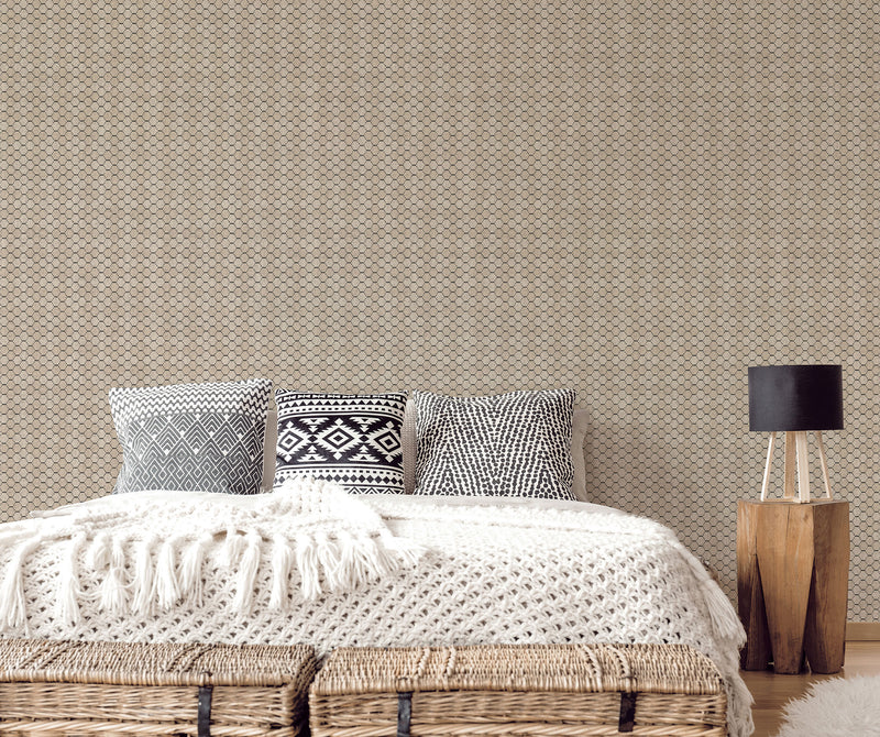 media image for Boho Beehive Wallpaper in Tan, Black from the Bazaar Collection by Galerie Wallcoverings 281