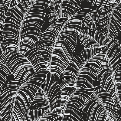 product image of Broadleaf Wallpaper in Black and White from the Bazaar Collection by Galerie Wallcoverings 592