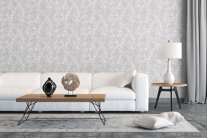 media image for Broadleaf Wallpaper in Light Grey from the Bazaar Collection by Galerie Wallcoverings 244