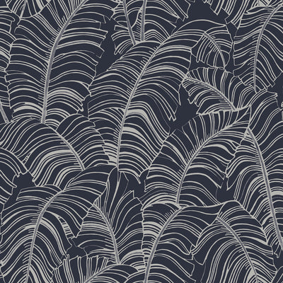 product image of sample broadleaf wallpaper in navy from the bazaar collection by galerie wallcoverings 1 548