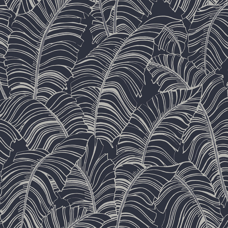 media image for sample broadleaf wallpaper in navy from the bazaar collection by galerie wallcoverings 1 292