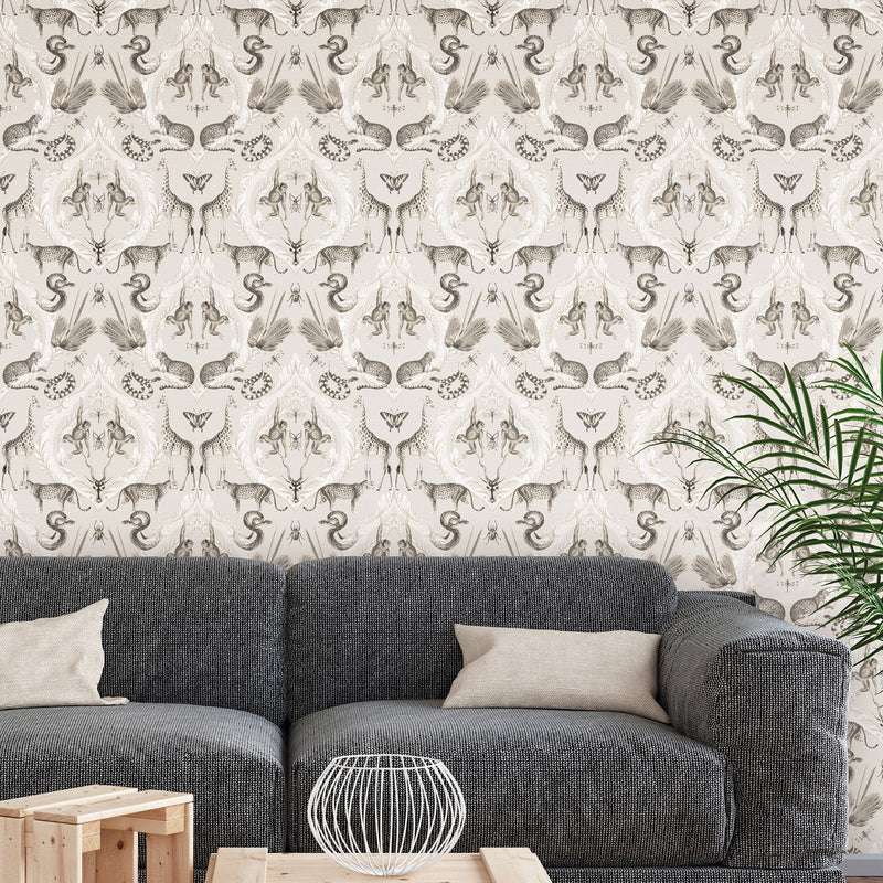 media image for Menagerie Wallpaper in Beige, Black from the Bazaar Collection by Galerie Wallcoverings 20