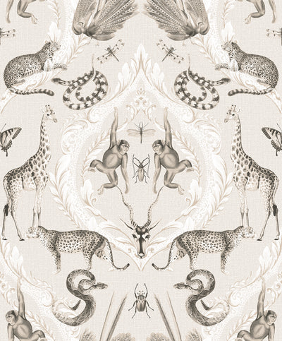 product image of Menagerie Wallpaper in Beige, Black from the Bazaar Collection by Galerie Wallcoverings 546