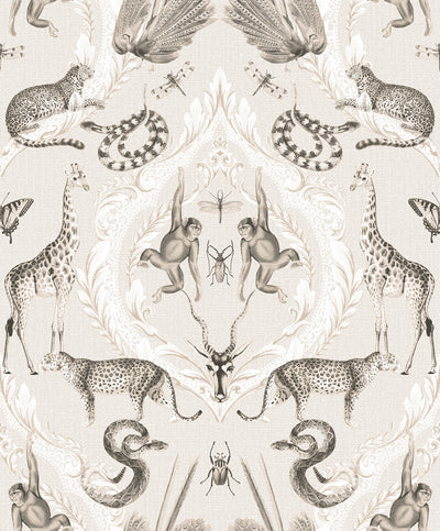 product image of Menagerie Wallpaper in Beige, Black from the Bazaar Collection by Galerie Wallcoverings 546