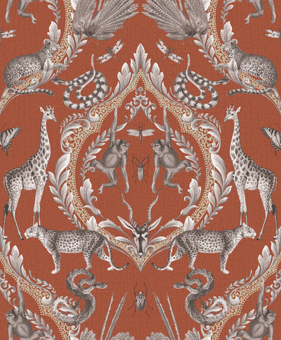 product image of Menagerie Wallpaper in Rust from the Bazaar Collection by Galerie Wallcoverings 566