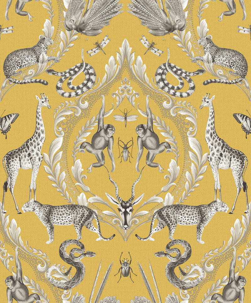 media image for Menagerie Wallpaper in Yellow from the Bazaar Collection by Galerie Wallcoverings 296
