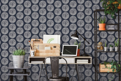 product image for Soleil Wallpaper in Navy, White from the Bazaar Collection by Galerie Wallcoverings 50