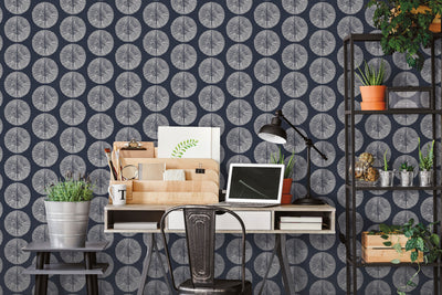 product image for Soleil Wallpaper in Navy, White from the Bazaar Collection by Galerie Wallcoverings 78