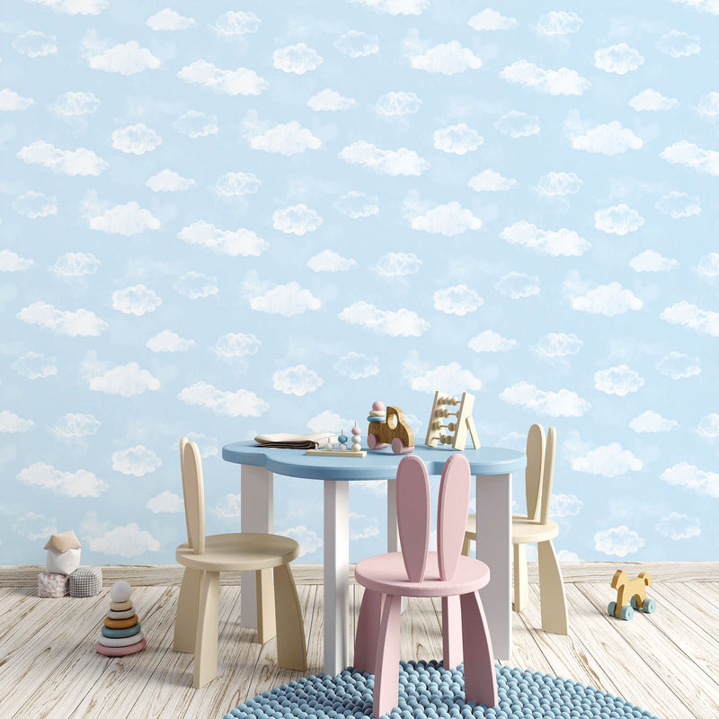 media image for Cloud Sky Blue Wallpaper from the Tiny Tots 2 Collection by Galerie Wallcoverings 235