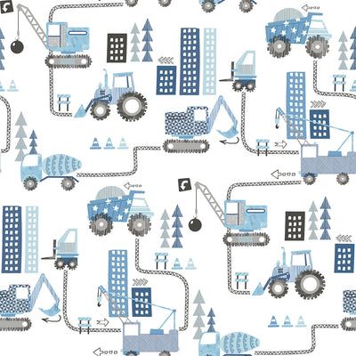 product image for Construction Blue Wallpaper from the Tiny Tots 2 Collection by Galerie Wallcoverings 98