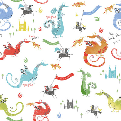 product image of Dragons Bright Wallpaper from the Tiny Tots 2 Collection by Galerie Wallcoverings 551