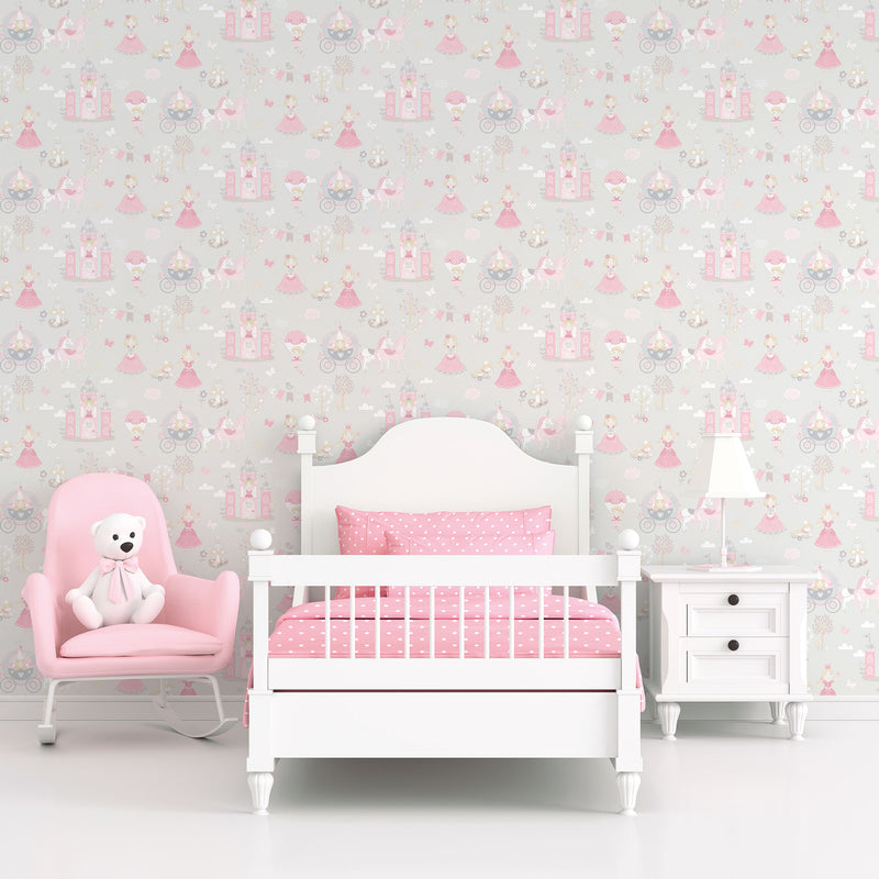 media image for Fairytale Grey/Pink Wallpaper from the Tiny Tots 2 Collection by Galerie Wallcoverings 282