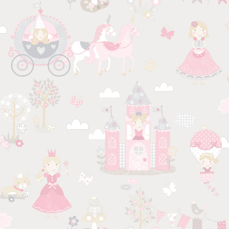 media image for Fairytale Grey/Pink Wallpaper from the Tiny Tots 2 Collection by Galerie Wallcoverings 249