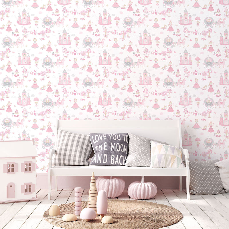 media image for Fairytale Pink/Grey Wallpaper from the Tiny Tots 2 Collection by Galerie Wallcoverings 291