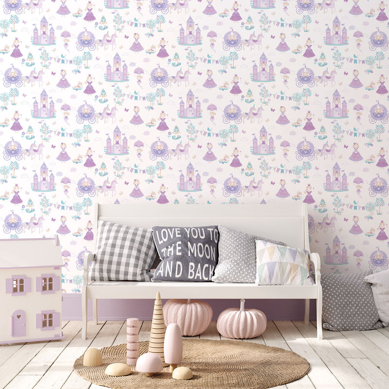 media image for Fairytale Purple/Turquoise Wallpaper from the Tiny Tots 2 Collection by Galerie Wallcoverings 239