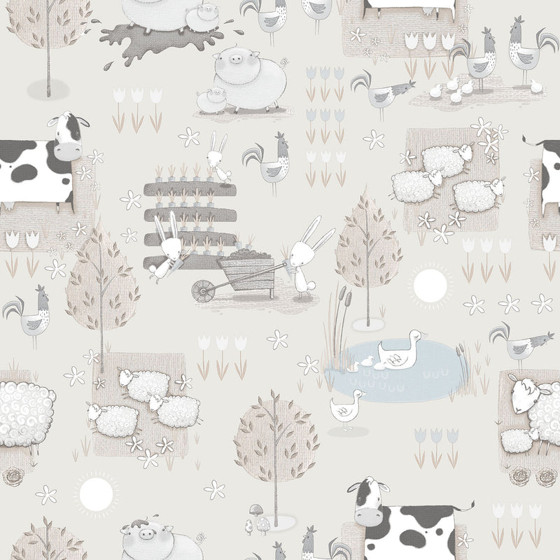 media image for Farmland Greige Wallpaper from the Tiny Tots 2 Collection by Galerie Wallcoverings 266
