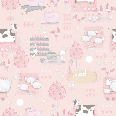 product image for Farmland Pink/Grey Wallpaper from the Tiny Tots 2 Collection by Galerie Wallcoverings 35