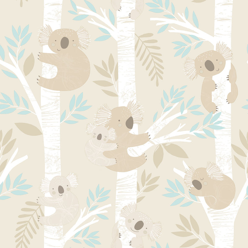 media image for Koalas Turquoise/Glitter Wallpaper from the Tiny Tots 2 Collection by Galerie Wallcoverings 233