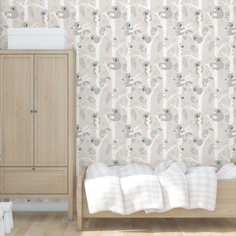 media image for Koalas Greige/Glitter Wallpaper from the Tiny Tots 2 Collection by Galerie Wallcoverings 262