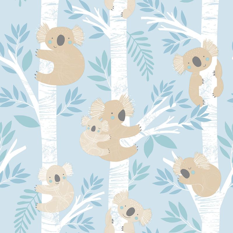 media image for Koalas Light Blue/Glitter Wallpaper from the Tiny Tots 2 Collection by Galerie Wallcoverings 26