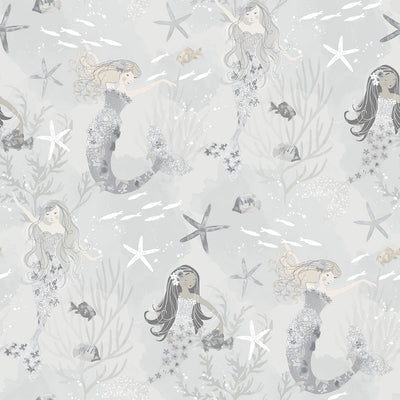 product image of Mermaids Silver/Glitter Wallpaper from the Tiny Tots 2 Collection by Galerie Wallcoverings 573