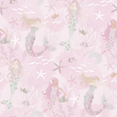 product image for Mermaids Pink/Glitter Wallpaper from the Tiny Tots 2 Collection by Galerie Wallcoverings 40