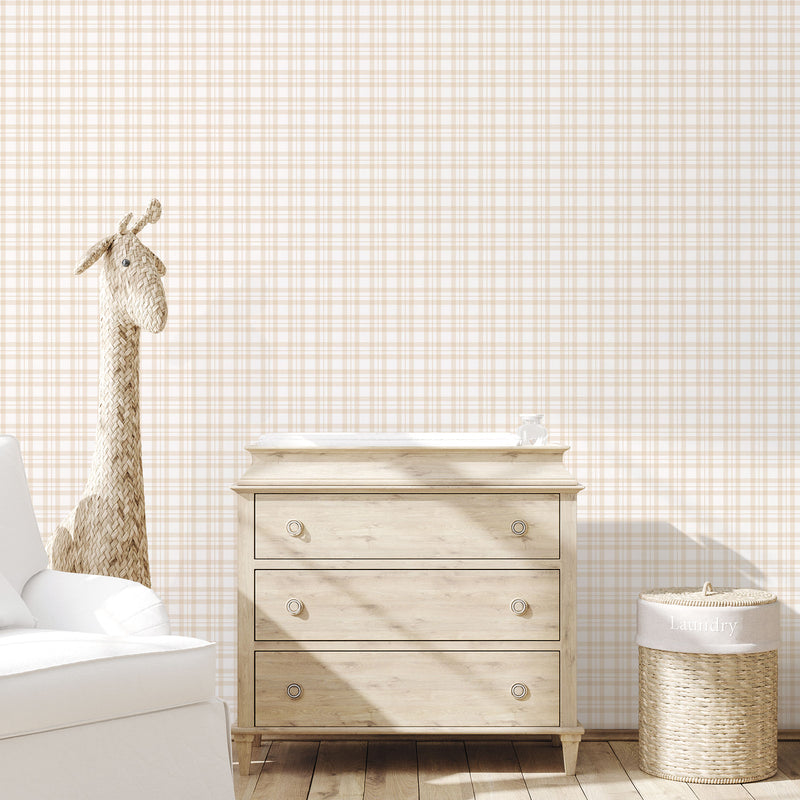 media image for Plaid Beige Wallpaper from the Tiny Tots 2 Collection by Galerie Wallcoverings 283