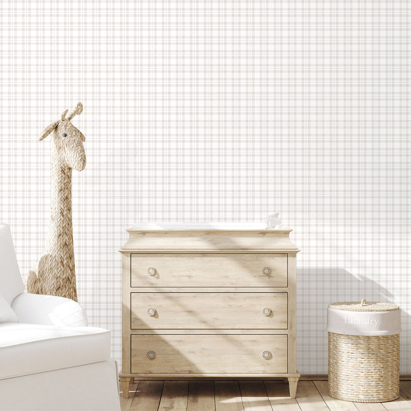 media image for Plaid Greige Wallpaper from the Tiny Tots 2 Collection by Galerie Wallcoverings 293