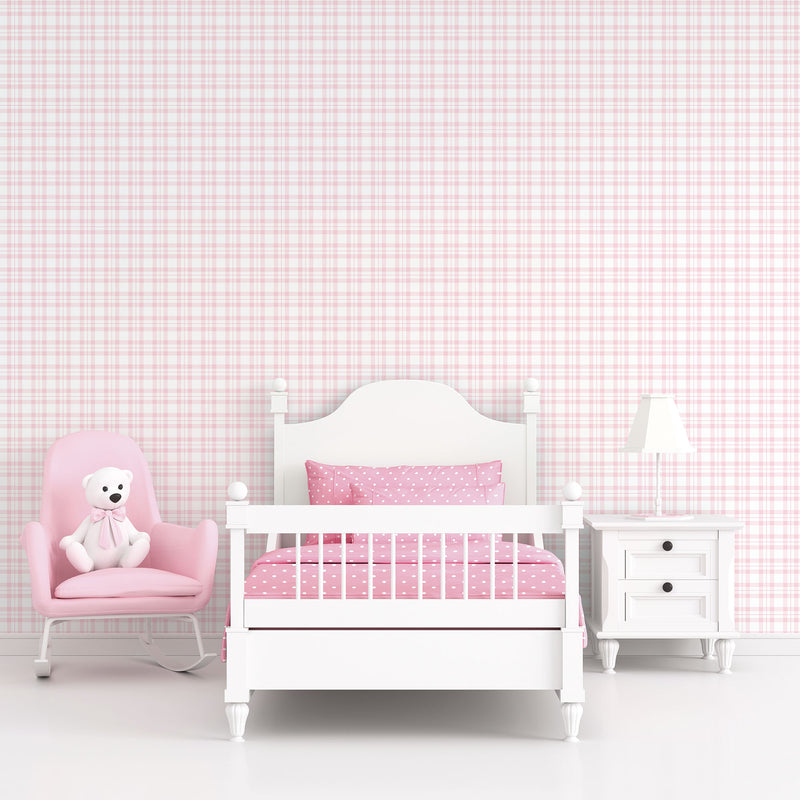 media image for Plaid Pink Wallpaper from the Tiny Tots 2 Collection by Galerie Wallcoverings 226