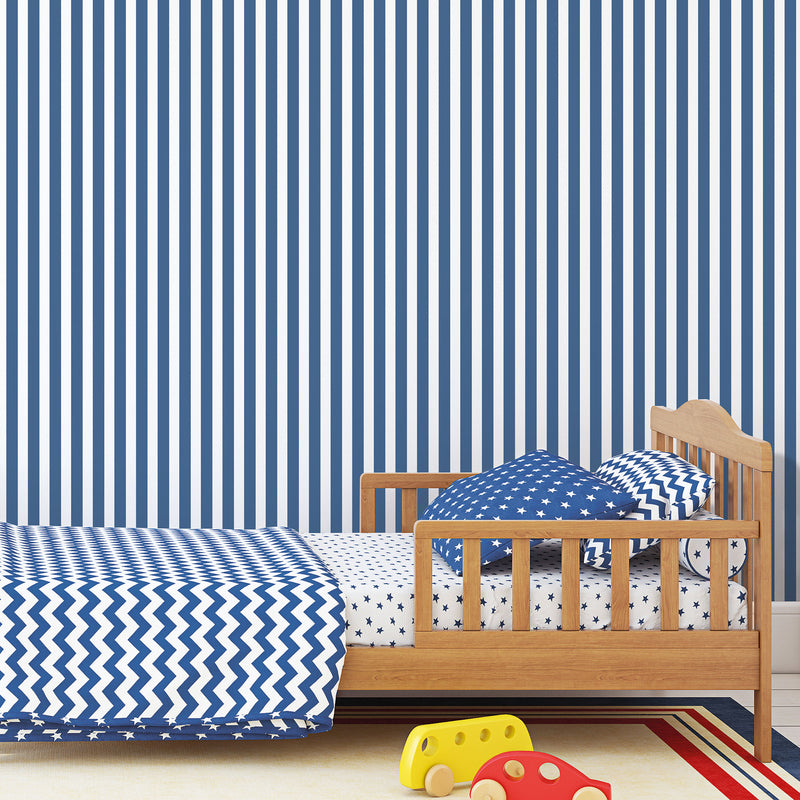 media image for Regency Stripe Cobalt Wallpaper from the Tiny Tots 2 Collection by Galerie Wallcoverings 271