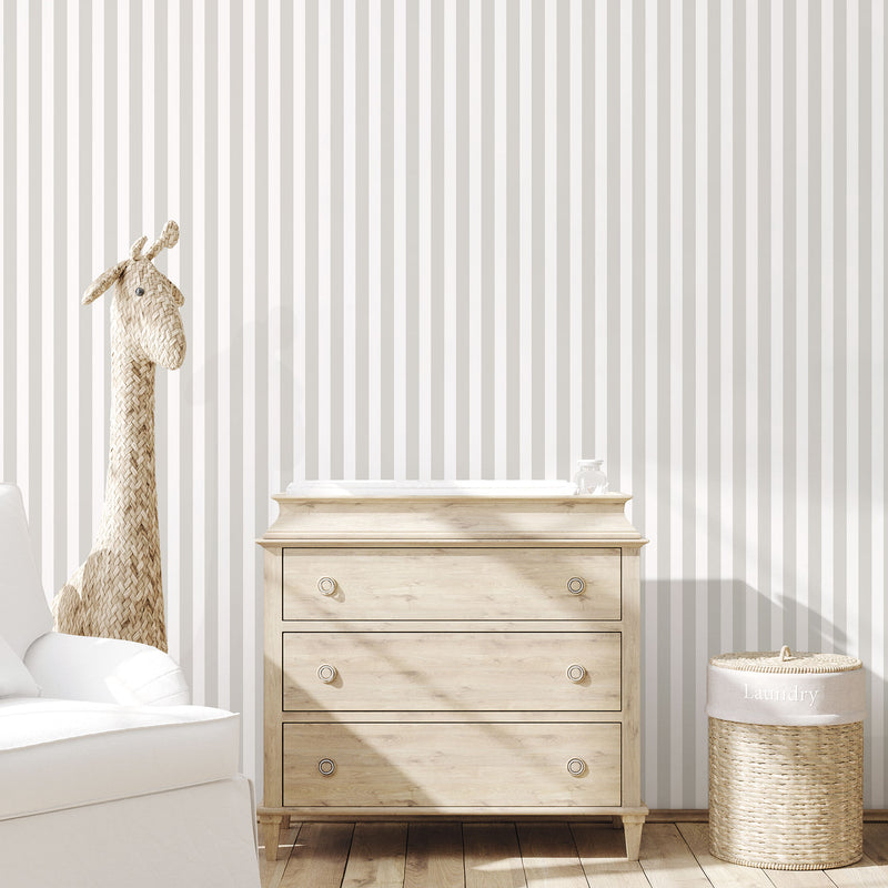 media image for Regency Stripe Greige Wallpaper from the Tiny Tots 2 Collection by Galerie Wallcoverings 20