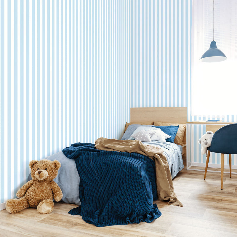 media image for Regency Stripe Sky Blue Wallpaper from the Tiny Tots 2 Collection by Galerie Wallcoverings 223