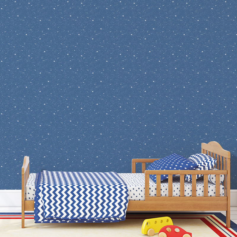 media image for Space Sidewall Cobalt/Glitter Wallpaper from the Tiny Tots 2 Collection by Galerie Wallcoverings 221