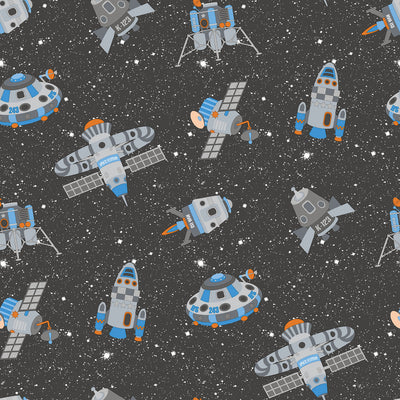 product image of Spaceships Black Multi Wallpaper from the Tiny Tots 2 Collection by Galerie Wallcoverings 553