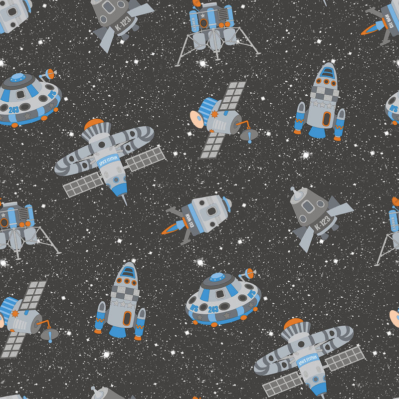 media image for Spaceships Black Multi Wallpaper from the Tiny Tots 2 Collection by Galerie Wallcoverings 266