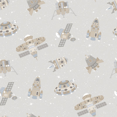 product image of Spaceships Greige/Glitter Wallpaper from the Tiny Tots 2 Collection by Galerie Wallcoverings 578