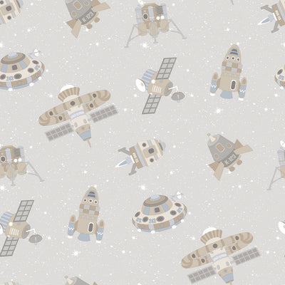 product image for Spaceships Greige/Glitter Wallpaper from the Tiny Tots 2 Collection by Galerie Wallcoverings 1