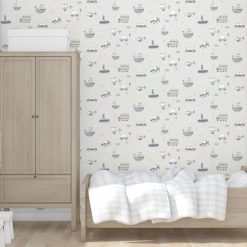 media image for Transportation Greige/Tan Wallpaper from the Tiny Tots 2 Collection by Galerie Wallcoverings 229
