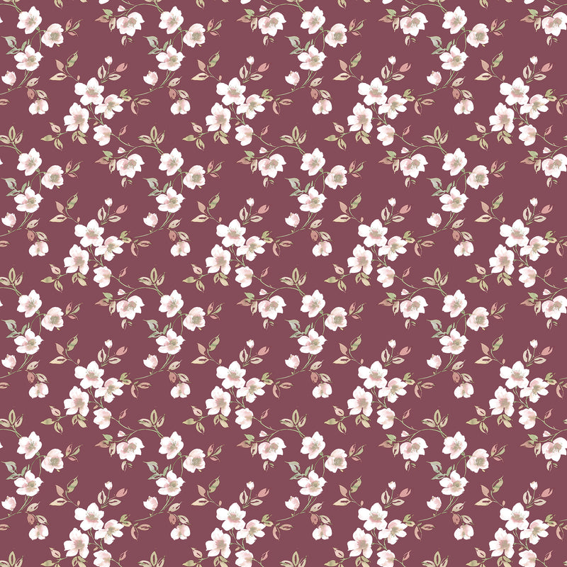 media image for sample anemone mini cranberry wallpaper from the secret garden collection by galerie wallcoverings 1 211
