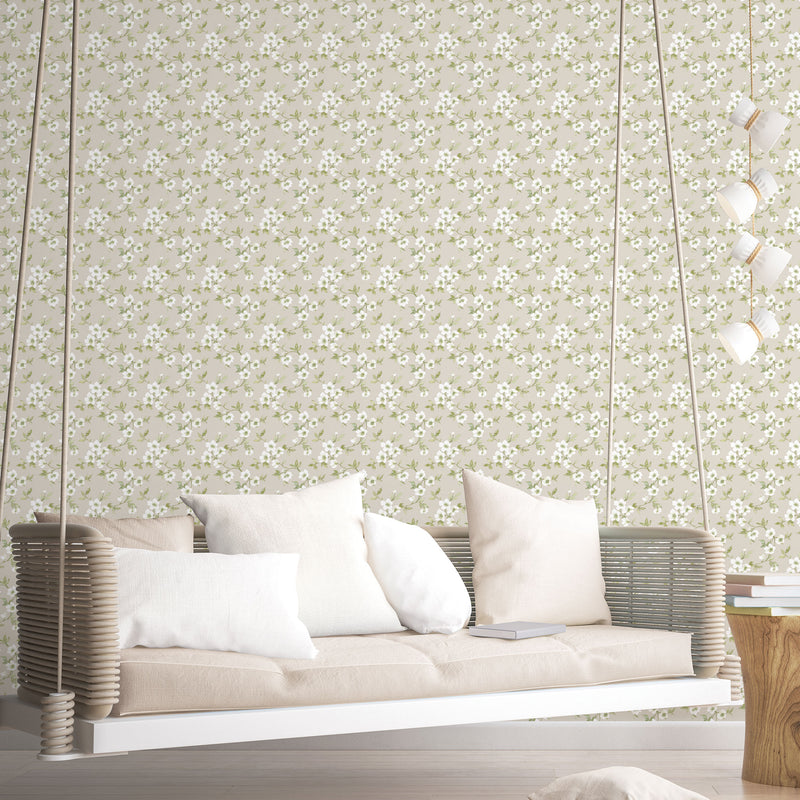 media image for Anemone Mini Taupe Wallpaper from the Secret Garden Collection by Galerie Wallcoverings 237