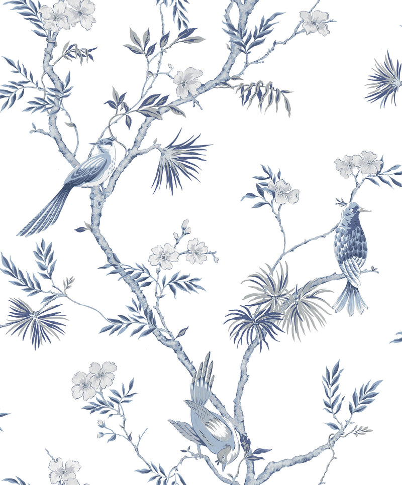 media image for Classic Bird Trail Blue Wallpaper from the Secret Garden Collection by Galerie Wallcoverings 270