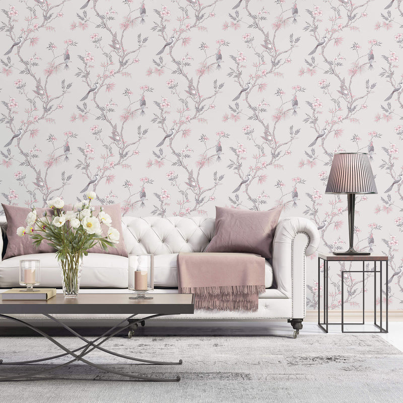 media image for Classic Bird Trail Grey Wallpaper from the Secret Garden Collection by Galerie Wallcoverings 241