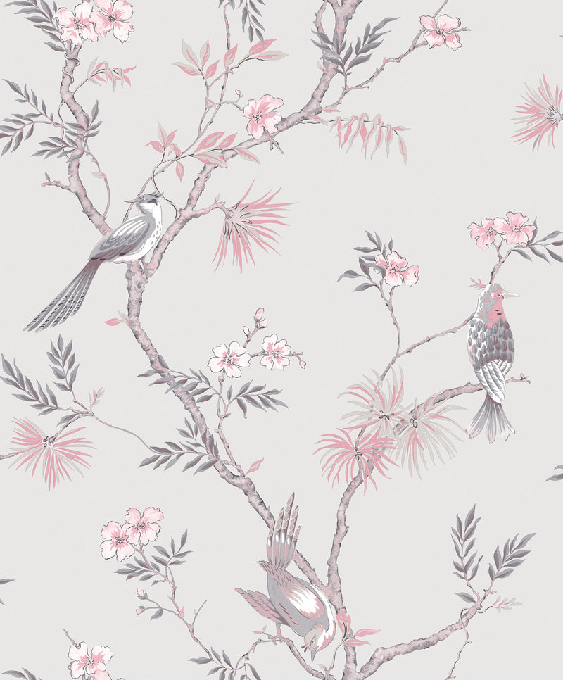 media image for Classic Bird Trail Grey Wallpaper from the Secret Garden Collection by Galerie Wallcoverings 275
