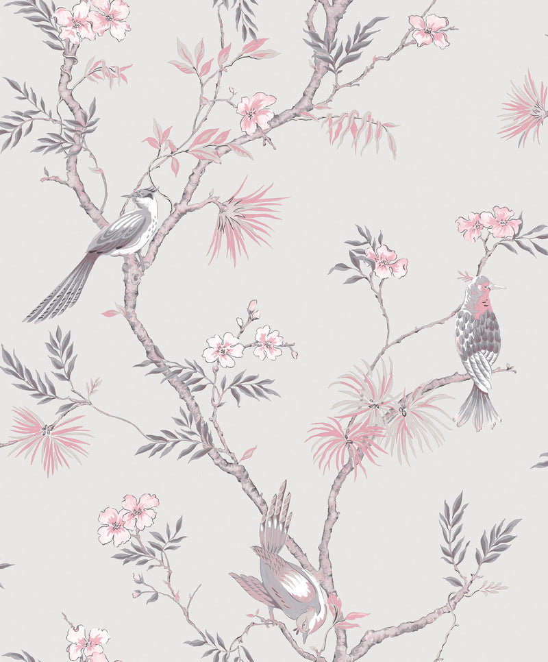 media image for sample classic bird trail grey wallpaper from the secret garden collection by galerie wallcoverings 1 21