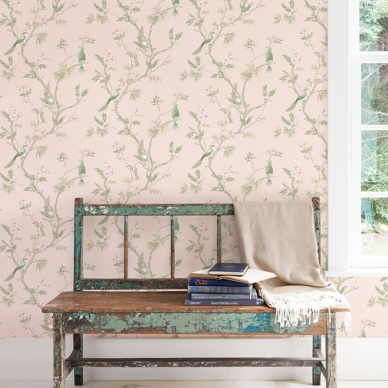 media image for Classic Bird Trail Pink Wallpaper from the Secret Garden Collection by Galerie Wallcoverings 245